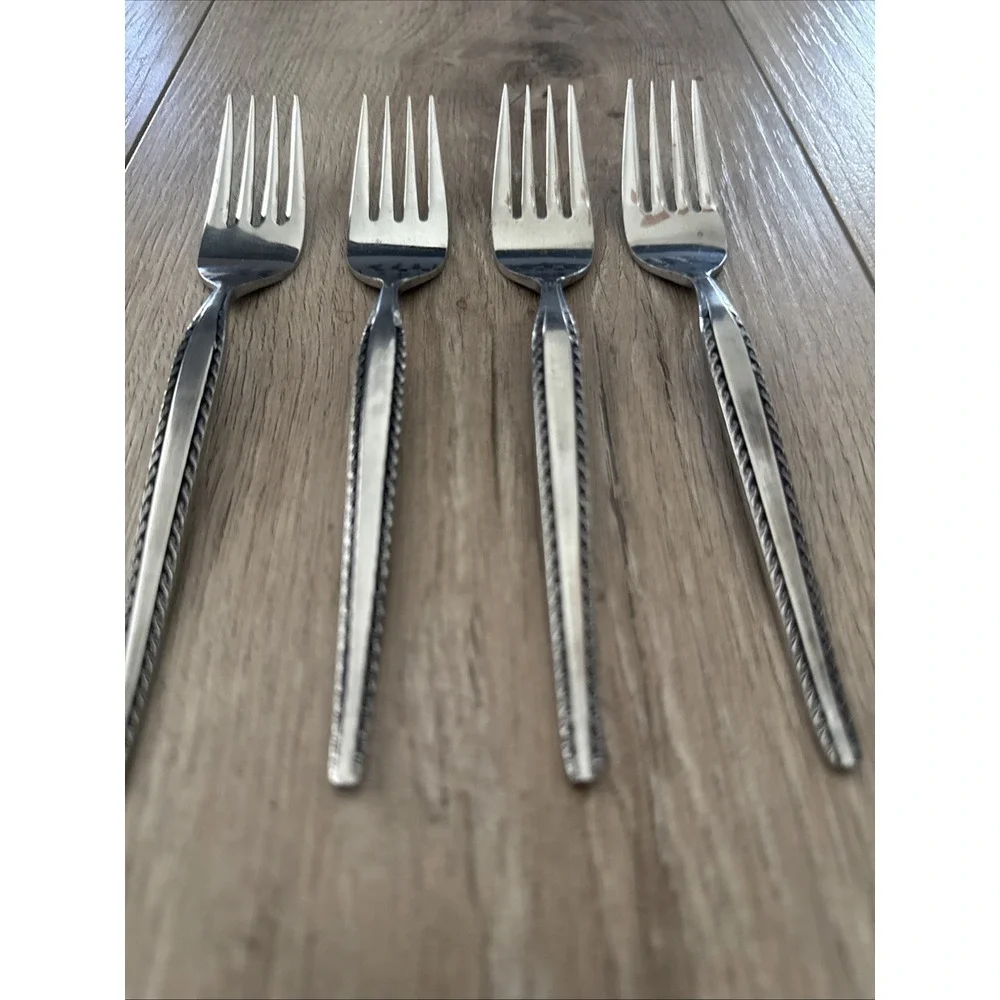 4 PCs Vintage‎ National Granada Salad Fork Stainless Steel 6.75